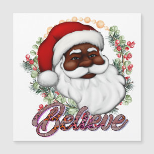 Carte Magnétique Black Père Noël Believe Melanin Man Christmas Chev