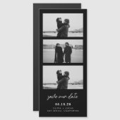 Carte Magnétique Black Photo Strip Magnetic Wedding Save The Date (Devant / Derrière)