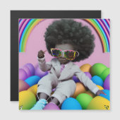 Carte Magnétique Black Prince Melanin Boys Easter Egg Hunt Rainbow (Devant / Derrière)