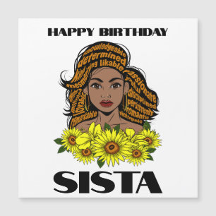 Carte Magnétique Black Queen Melanin Sista Sunflower Girl Magic Sis