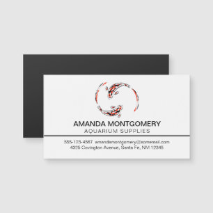 Carte Magnétique Black & Red Japanese Koi Fish Artistic