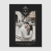 Carte Magnétique Black Sophisticate Flourish Chic Golden Initials (Devant)