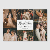Carte Magnétique Black White Photo Collage Mariage Merci (Devant)