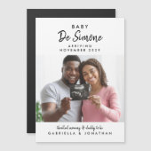 Carte Magnétique  Black White Typography Sonogram Photo Pregnancy (Devant / Derrière)