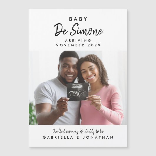 Carte Magnétique  Black White Typography Sonogram Photo Pregnancy (Devant)