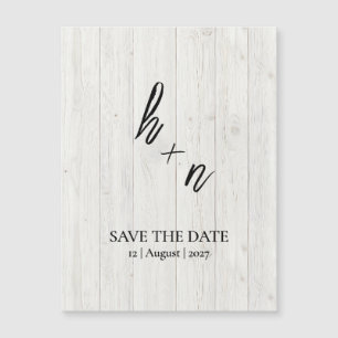Carte Magnétique Blanc Bois Jour à retenir Minimaliste Initiales