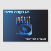 Carte Magnétique Bleu brillant Chanukkah Menorah (Devant)