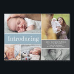 Carte Magnétique Bleu Introduction bébé garçon Photo collage<br><div class="desc">Partagez la joie de l'arrivée de votre bébé garçon avec notre Blue Introduce Baby Boy Photo Collage Magnet Card. Cette carte magnétique personnalisable et chaleureuse vous permet de présenter votre petit à votre famille et à vos amis avec une collection de cinq précieuses photos. Le design est habillé d'une douce...</div>