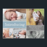 Carte Magnétique Bleu Introduction bébé garçon Photo collage<br><div class="desc">Partagez la joie de l'arrivée de votre bébé garçon avec notre Blue Introduce Baby Boy Photo Collage Magnet Card. Cette carte magnétique personnalisable et chaleureuse vous permet de présenter votre petit à votre famille et à vos amis avec une collection de cinq précieuses photos. Le design est habillé d'une douce...</div>