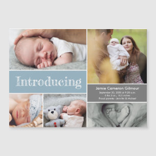 Carte Magnétique Bleu Introduction bébé garçon Photo collage