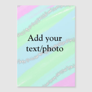 Carte Magnétique Bleu rose vert pailleté scintillement pastel ajout