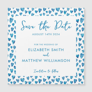 Carte Magnétique Bleu simple Enregistrer le Mariage de date