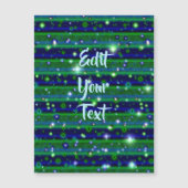 Carte Magnétique Bleu vert rayures avec étoiles et Raindrops (Devant)