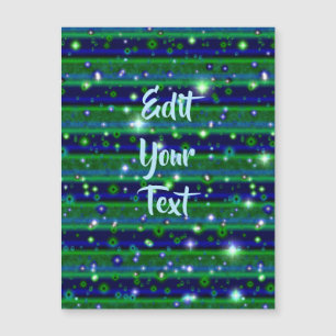 Carte Magnétique Bleu vert rayures avec étoiles et Raindrops