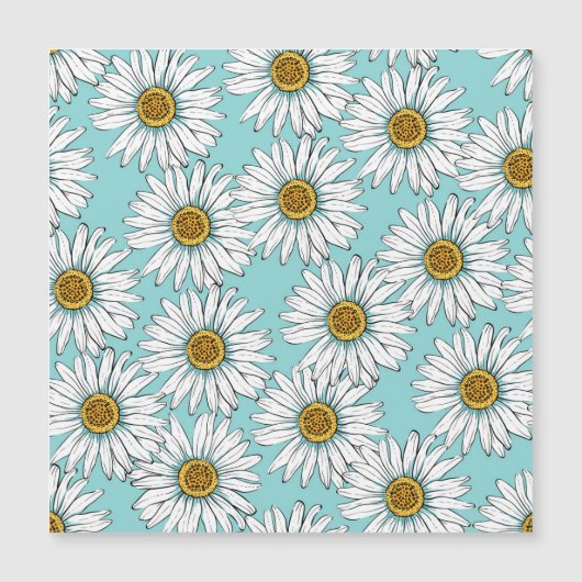 Carte Magnétique Bleu Vintage marguerite (Devant)