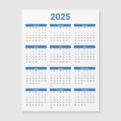 Carte magnétique bleue et blanche 2025 Calendrier  (Devant)