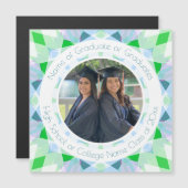 Carte Magnétique Blue Green Graduation Keepsaké cadeau photo (Devant / Derrière)