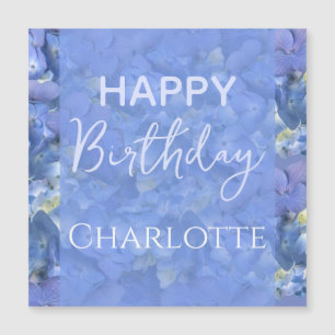 Carte Magnétique Blue Hydrangeas Blooms Joyeux Anniversaire Nom per