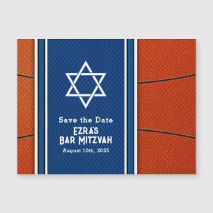 Carte Magnétique Blue Orange Basketball Bar Mitzvah Date de sauvega