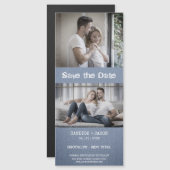 Carte Magnétique Blue Textile Texture Engaged Romantic Couple (Devant / Derrière)