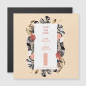 Carte Magnétique Blush Black Floral Romantic Wedding Save the Date (Devant / Derrière)