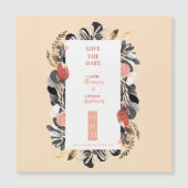 Carte Magnétique Blush Black Floral Romantic Wedding Save the Date (Devant)