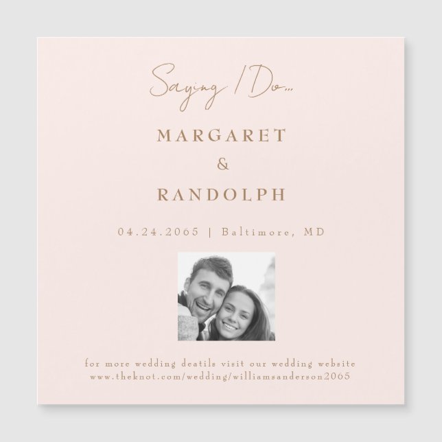 Carte Magnétique Blush Elegance Wedding Enregistrer l'aimant Date (Devant)