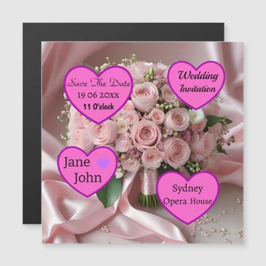 Carte Magnétique "Blush of Love : A Bouquet of Timeless Romance" (Devant / Derrière)