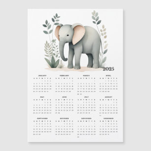 Carte Magnétique Boho Elephant Minimaliste 2025 Calendrier magnétiq