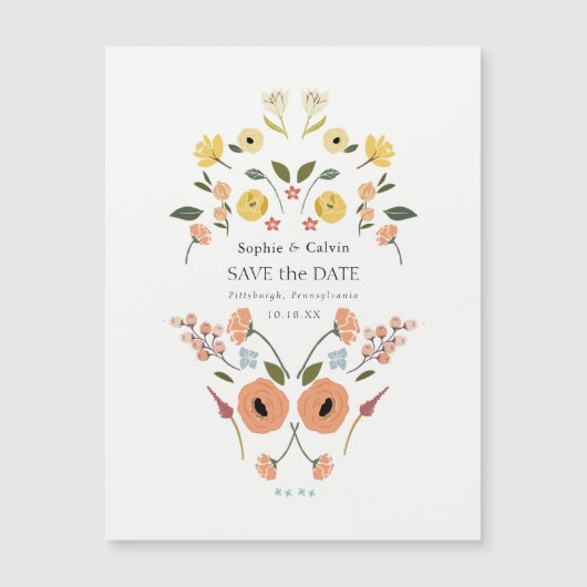 Carte Magnétique Boho Floral Wedding Enregistrer la date (Devant)