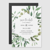 Carte Magnétique Boho Greenery Magnétique Enregistrer la date (Devant / Derrière)