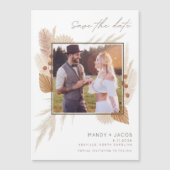 Carte Magnétique Boho Pampas Grass Photo Mariage Enregistrer La Dat (Devant)