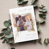 Carte Magnétique Boho Pampas Grass Photo Mariage Enregistrer La Dat
