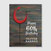 Carte Magnétique Bois rustique Verre rouge 60e anniversaire (Devant)