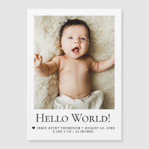 Carte Magnétique Bonjour le monde Photo de bébé Annonce de naissan