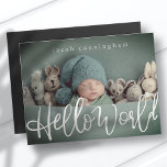 Carte Magnétique Bonjour tout le monde ! Jouer moderne Script Nouve<br><div class="desc">Laissez votre petit paquet de joie dire "Bonjour,  Monde" dans la typographie de script ludique. Ajouter le nom du bébé,  le jour de naissance,  le poids et le nom des parents</div>