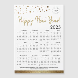 Carte Magnétique Bonne année 2025 Calendrier Votre Logo Gold