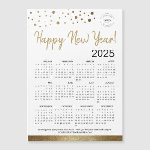 Carte Magnétique Bonne année 2025 Calendrier Votre Logo Gold