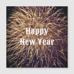 Carte Magnétique Bonne année Golden Fireworks tendance 2023