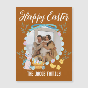 Carte Magnétique Bonne famille de Pâques, famille de lapins de Pâqu