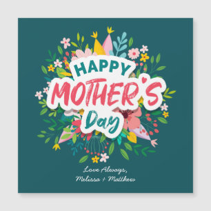 Carte Magnétique Bonne Fête des Mères Moderne Florale Personnalisée