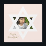 Carte Magnétique Bonne Hanoukka rose mignonne une photo<br><div class="desc">Élégant arrière - plan rose clair. Personnalisez-le avec une photo préférée,  et customisez-le avec un message personnel et signoff.</div>