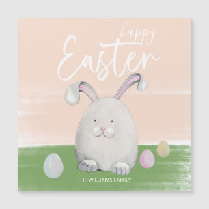 Carte Magnétique Bonne Mignonne Pâques Happy Bunny Aquarelle