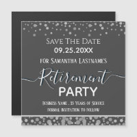 Bonne retraite Argent Confetti Enregistrer la date