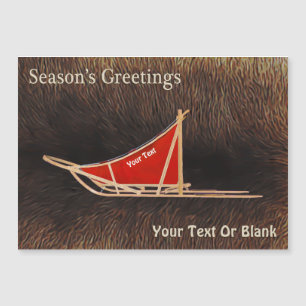 Carte Magnétique Bonnes Fêtes - Motoneige De Chien Sur Fourrure De