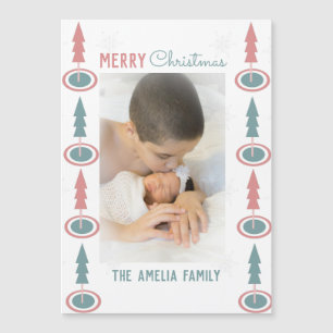Carte Magnétique  Bordure d'arbre de Noël Photo Vacances 