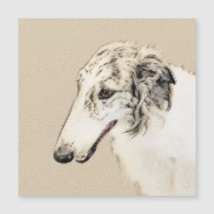 Carte Magnétique Borzoi (Argent Brindle) Peinture Chien Art origina