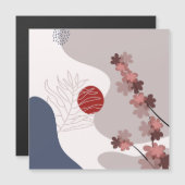 Carte Magnétique Botanique Boho Blue Magenta (Devant / Derrière)