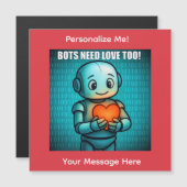 Carte Magnétique Bots Need Love Too - Valentine's Day (Devant / Derrière)
