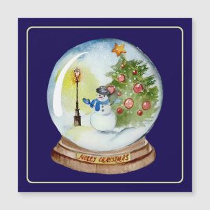 Carte Magnétique Boule à neige de Noël avec bonhomme de neige et ar